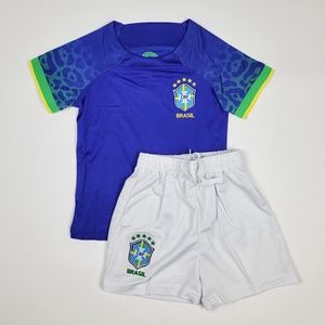 Kids Brazil shirt and shorts jersey set Brasil blue uniform